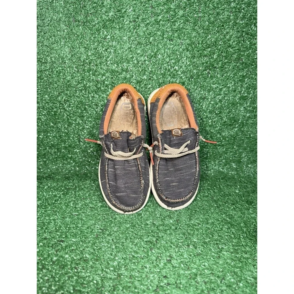 Hey Dude Wally Toddler Size 10C Grey Canvas Jersey‎ Slip-On Loafers Casual Shoes